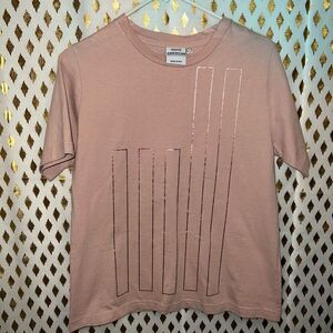 Good American Blush Pink Linear Foil Graphic T-Shirt size 1